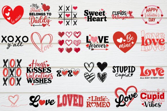 24 Valentines Day SVG Bundle, Love Quote
