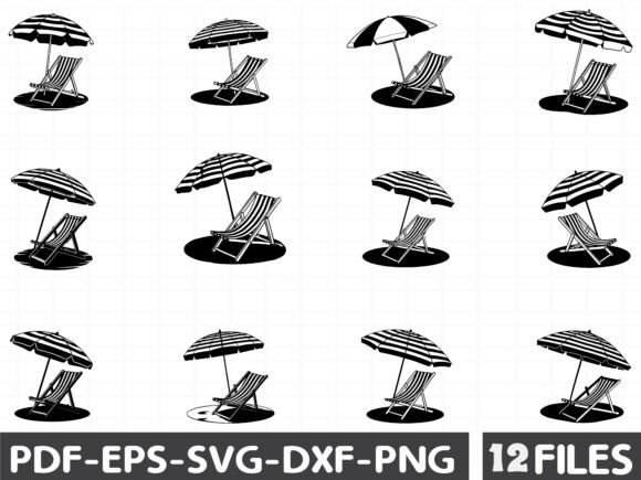 Beach Chairs with Umbrella SVG