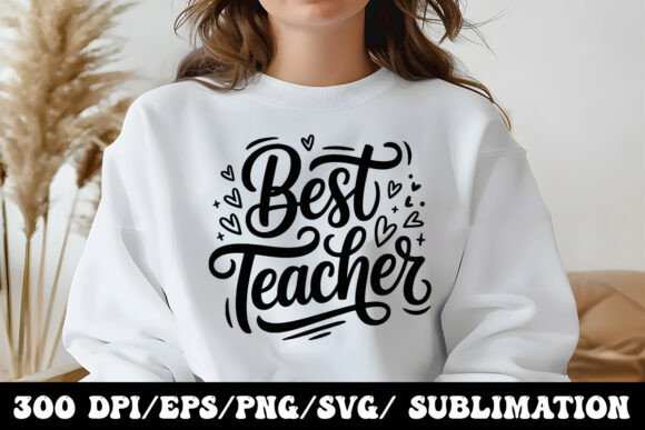 Best Teacher Retro Lettering Design
