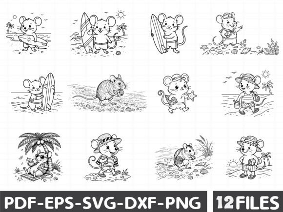 Cute Beach Mouse SVG Clipart
