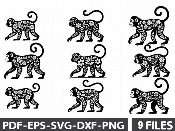 Floral Monkey Stencil