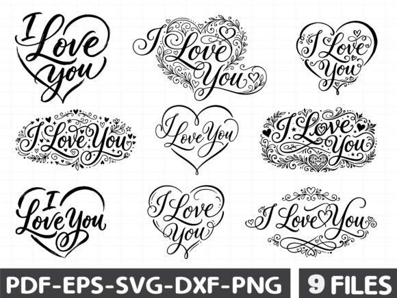 I Love You Handwritten Heart Typography