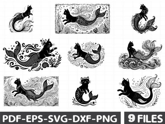 Mermaid Cat Silhouette