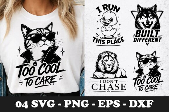 Too Cool to Care Cat SVG Funny Animal